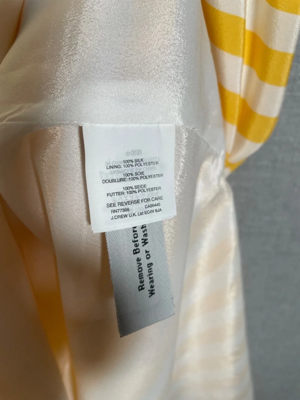 J. Crew Carrie Silk Midi Dress 0 Yellow White Stripe Cami Racerback Side Slit